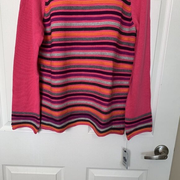IZOD Woman's Sweater Size XL Fuchsia Pink Striped Knit Long Sleeve New - Picture 3 of 14